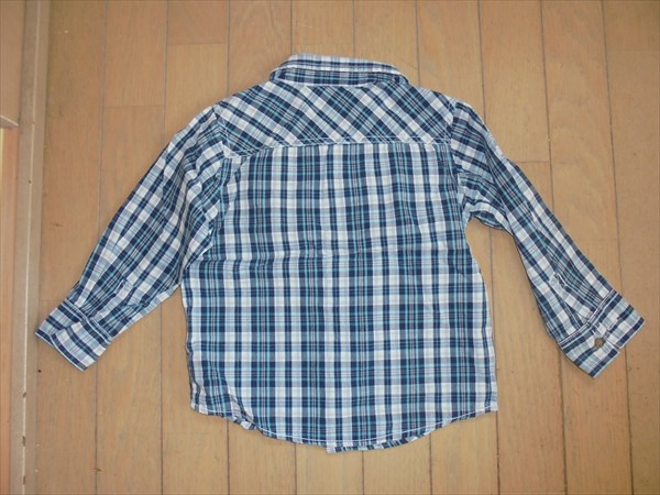 美品★オールドネイビー★紺色チェック長(zhǎng)袖シャツ★3歳100