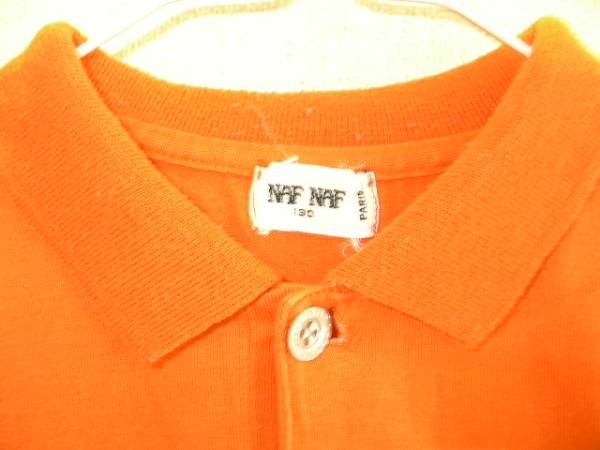 ＮＡＦ　ＮＡＦ★刺繍入り半袖ポロシャツ・オレンジ★１３０_画像3