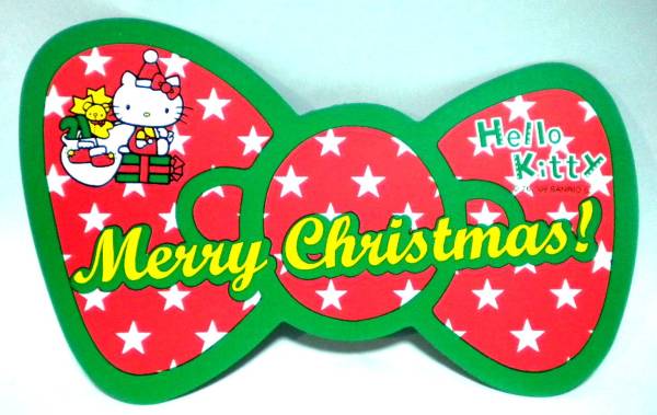  selling up Hello Kitty ribbon sticker MERRY X MAS magnet AO unused storage goods 