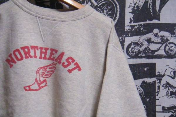 ☆人気のウイングフット☆Made in USA制アメリカ制russeleラッセルビンテージ染み込みプリントスウェット50s60s50年代60年代サイズタグL