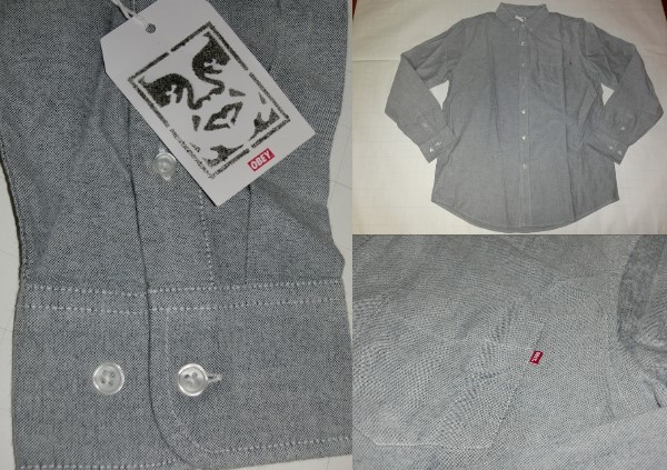 USA購(gòu)入 オベイ【OBEY】シンプルデザイン ダンガリーシャツUS L