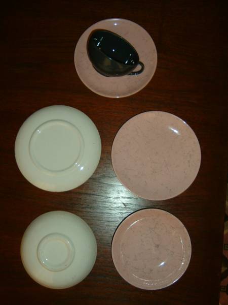 レア　1950年代　Blue Ridge ピンク＆ブラック食器ＳＥＴ　USA製_ハンドペイントのお品です。