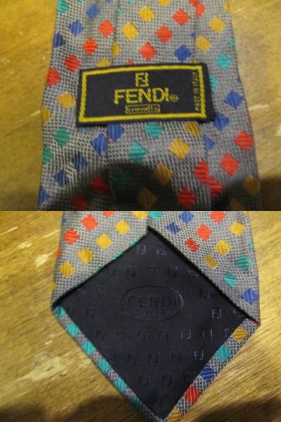 フェンディ マイクロチェック×マルチダイヤ柄シルクネクタイ