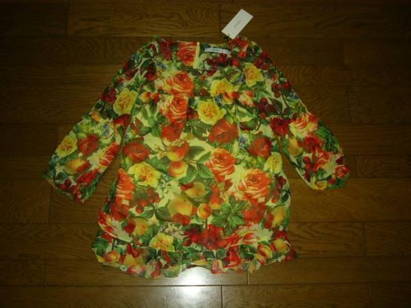新品 JOYRICH ジョイリッチ 花柄カットソー ワンピース S 黃色 フラワー トップス 定価12800円