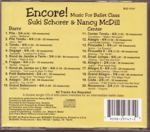 バレエ・レッスンCD Encore! Suki Schorer&Nancy Mcdill_画像2
