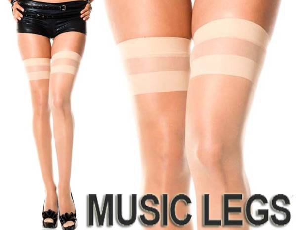 A195)MUSICLEGSsia- thigh high stockings beige tights Dance 