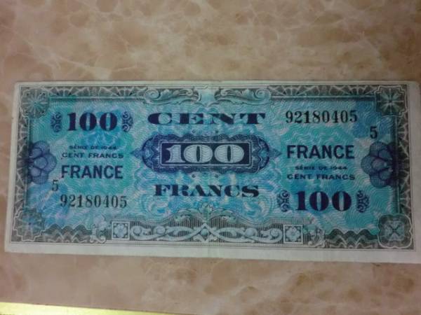 輸入販売  フランス軍 軍票 フラン 高額紙幣   紙幣