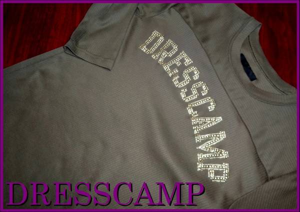 DRESSCAMP studs T-shirt M Dress Camp men's khaki gold stretch cloth green 7 minute T-shirt Gold 48 L