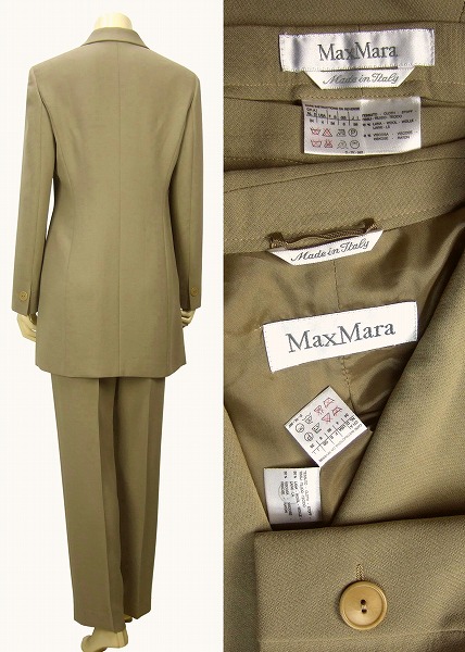 A 新品同様★Max Mara マックスマーラ★伊制(イタリア制)*高級(jí)白タグ*レディース*綺麗タック*高貴パンツスーツ*S~M*7~9號(hào)*36~38相當(dāng)