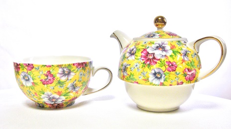 JAMES SADLER - FLORENCE CHINTZ VENICE TEA FOR ONE TEAPOT ティーポットとカップ一体型_画像2