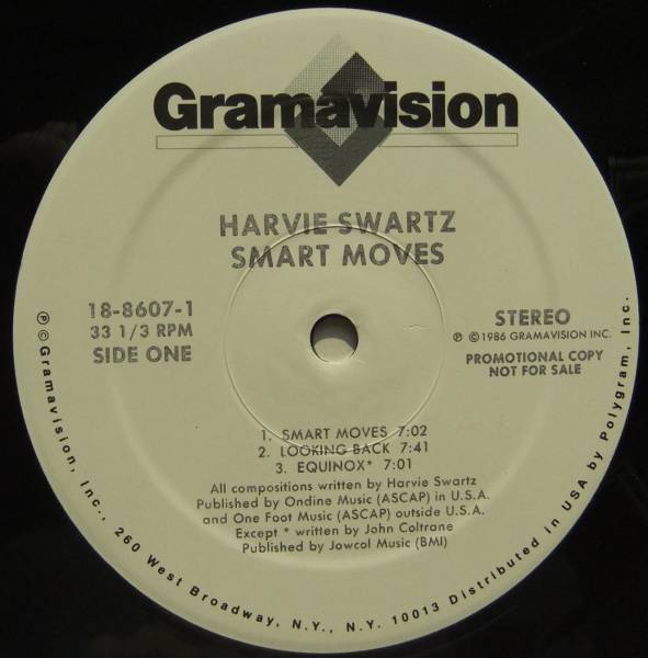 ◆ HARVIE SWARTZ / Smart Moves ◆ Gramavision I8-8607 (promo) ◆の画像3