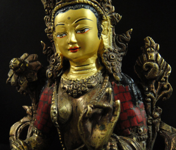 グリーンターラー（緑多羅菩薩）像◆仏教　チベット-A1_画像2