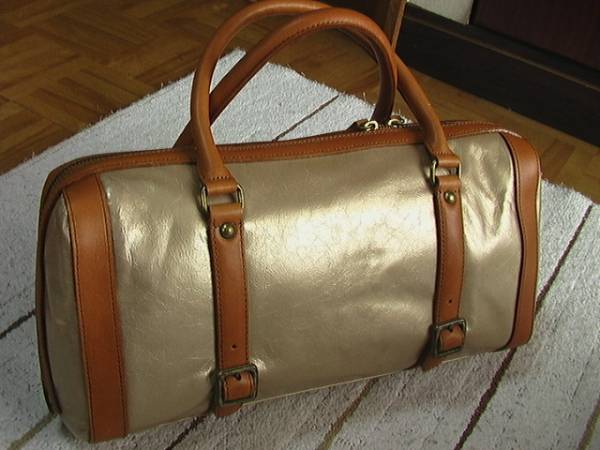 (^^)book@ cow leather handbag gold Gold unused 