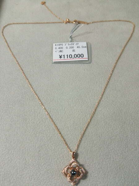 * новый товар цветок чёрный бриллиант & diamond K18PG колье цветок *