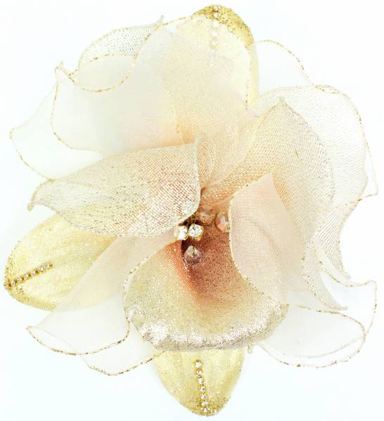 新品 コサージュ フォーマル 結婚式 アイボリー ゴールド 金ラメ ジルコニア 日本製 百貨店品 ラブリークィーン