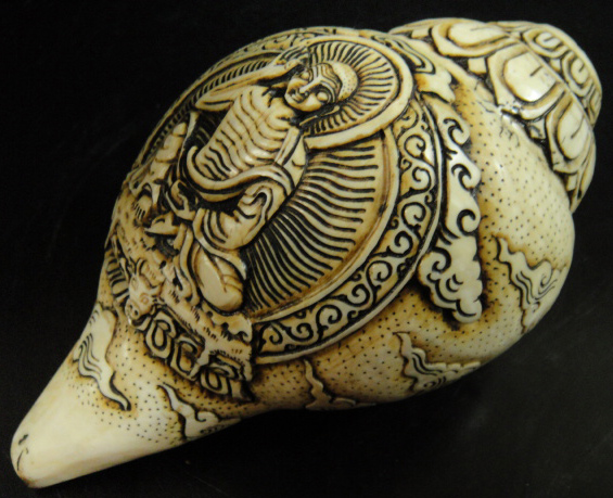 ◆チベット密教法具　法螺貝（シャンカ）ミラレパ