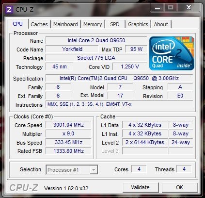 ★：格安なチョー高性能　最強CPU　Core2Quad　Q9650 (775)_S775系最強CPU!圧倒的パワフリャ高性能！