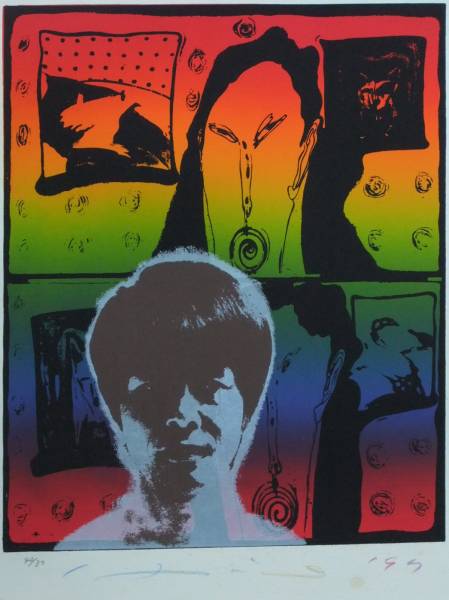 最初の  ☆テンペラ技法の第一人者 安達博文氏のセルフポートレイト版画 版画
