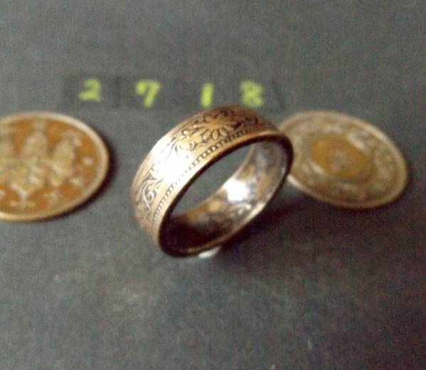 15号 コインリング 桐1銭青銅貨 ハンドメイド 指輪　送料無料　（2718）_画像2