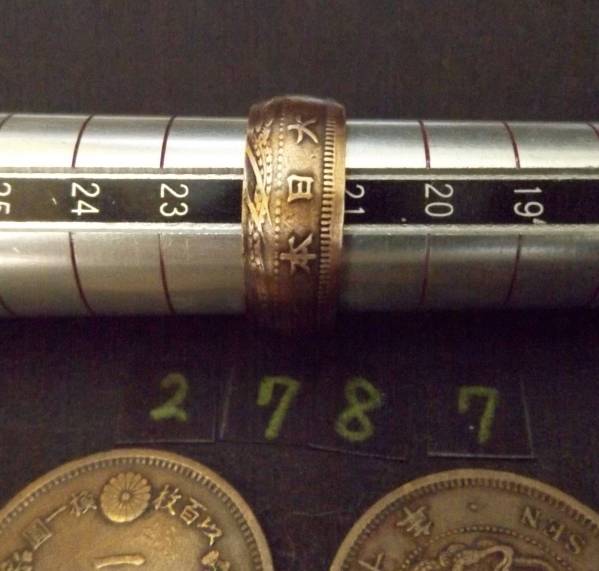 21 number ko Yinling g dragon 1 sen copper coin hand made ring free shipping (2787)