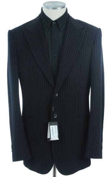 【JK521】ジョルジオアルマーニ黒ラベル紺縞ジャケット（54L） 新品