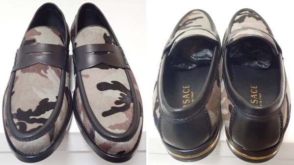 新品 VERSACE ヴェルサーチ ハラコ 迷彩 ローファー 40 1/2