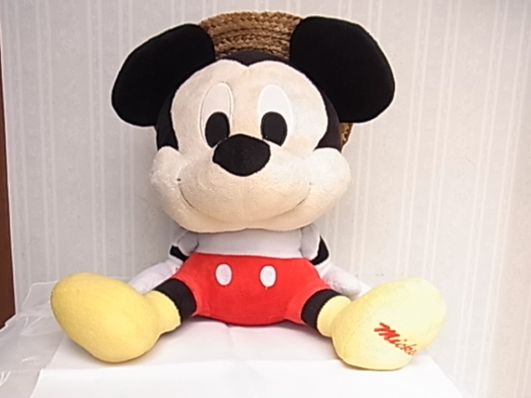 Disney　ディズニー　麥わら帽子を被ったミッキーのぬいぐるみ★