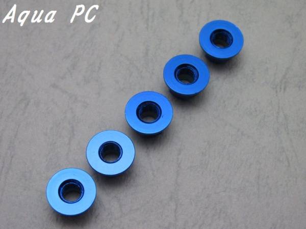 AquaPC★送料無料 M5 Aluminum Flange Lock Nut (5pcs/bag) Blue★\