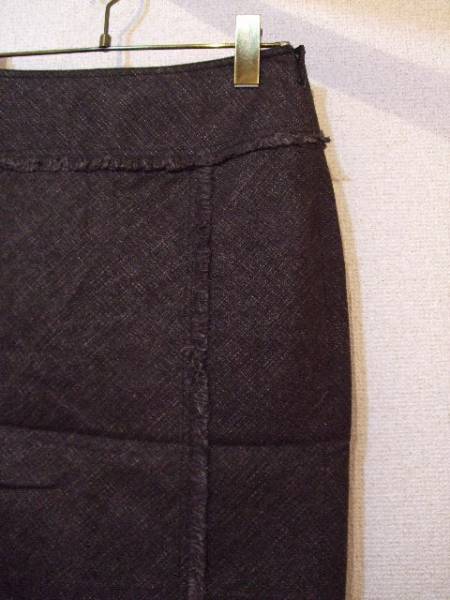 Lesoukこげ茶フリンジデザインタイトミニスカート（USED）102713)