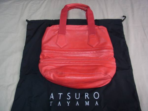 A.T ATURO TAYAMA アツロウタヤマ 馬革 バッグ 赤系 USED