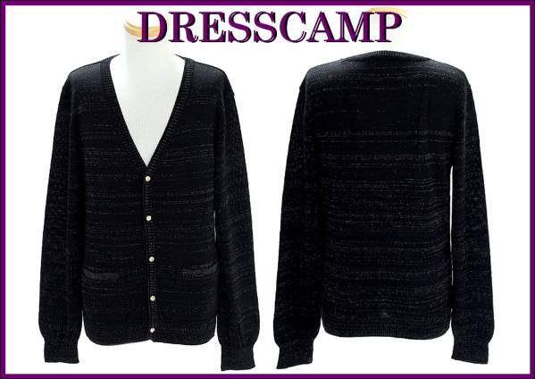 DRESSCAMP ブラック 銀糸 カーディガン 黒 金ボタン ドレスキャンプ 46 M メンズ ニット セーター_画像1