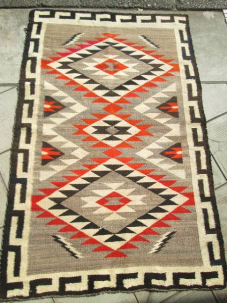 超レア！実物Navajo Rug ナバホラグ40's～50's USAヴィンテージ　ネイティブアメリカン/壷ホピ族精霊navajoチマヨオルテガ古著ウエスタン