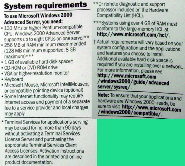 【675】 Microsoft Windows 2000 Advanced Server 25CAL Retail English New ウィンドウズ アドバンスド サーバー 英語版 新品 未開封_画像2