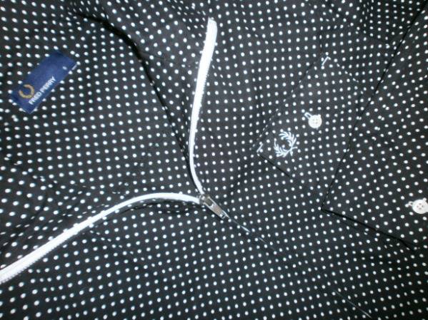 美品 フレッドペリー 水玉 シャツ素材 ジャケット S 黒 × 白_画像3