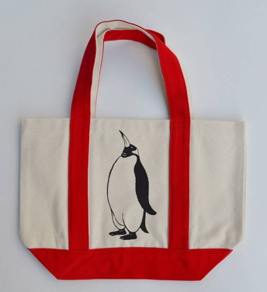 ペンギントートバッグ、キャンバストートバッグ、赤, 送料無料_画像1