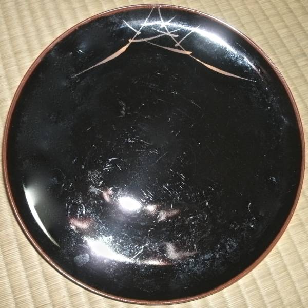 0.\'.... leaf \' tea . gold leaf. [ heaven .. plate ].[ heaven dressing vessel ].6 in set ( black diameter 24cm medium-sized dish scratch . scrub equipped )