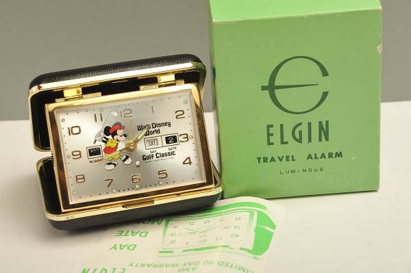 ヴィンテージ　お宝　超貴重　 ELGIN 　 ミッキーマウス 　トラベル時計　 ＰＧＡゴルフツアー　 ７３年　エルジン_画像2