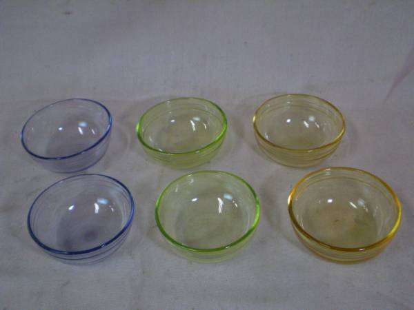 マルティグラス 小皿3色6個 検 手作りガラス 美術品 食器 皿 小鉢　工芸品　_ブルー、グリーン、オレンジの3色