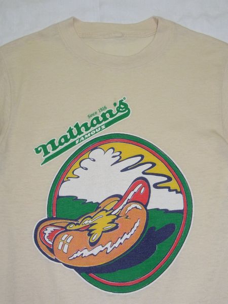 ☆ 70s ビンテージ Nathan's Famous Hot Dogs Tシャツ ☆USA古着 80s ブルックリン 「ネイサンズ国際ホットドッグ早食い選手権」 小林尊の画像2