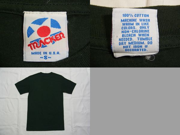 ☆美品☆ 80s90s USA製 TRACKER TRUCKS トラッカー・トラックス ロゴ Tシャツ sizeS モスグリーン ☆古着 SK8 ビンテージ オールド_画像2