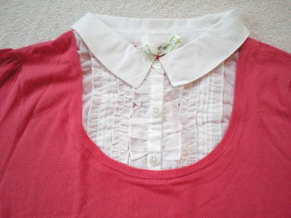  ef-de ef-de большой размер 13 номер розовый оборка блуза style короткий рукав вязаный 