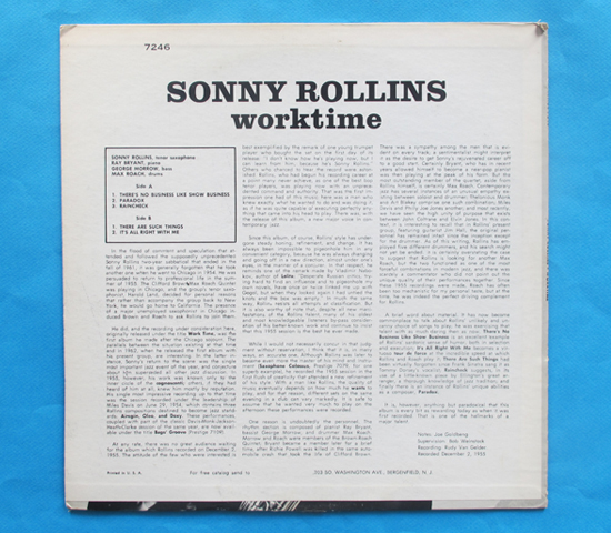 ◆SONNY ROLLINS/WORKTIME◆PRESTIGE RECORDS 米!深溝_画像2