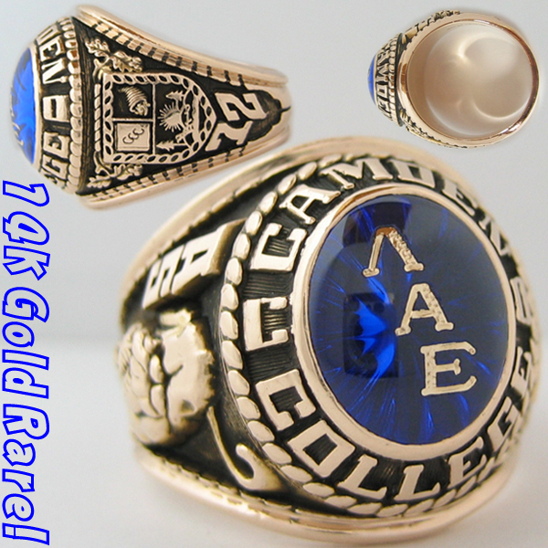 * including postage SALE* college ring 1972 blue Vintage14 pure gold rare beautiful goods prompt decision!!!