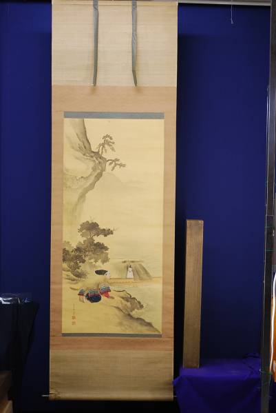 激安通販新作 Yahoo!オークション 【模写】//森寛斎/武者絵/軸先紫檀/布袋屋 - 絵画