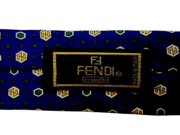 N1★送料無料★FENDI★正規(guī)品イタリア制 ネイビーシルクネクタイ