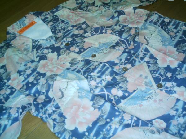 * handmade * peace floral print aloha shirt L new goods free postage equipped 