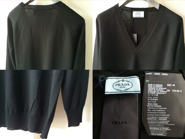 新品 プラダ 最高級 ヴァージン ウール ニット 40 黒 ブラック PRADA セーター_画像3