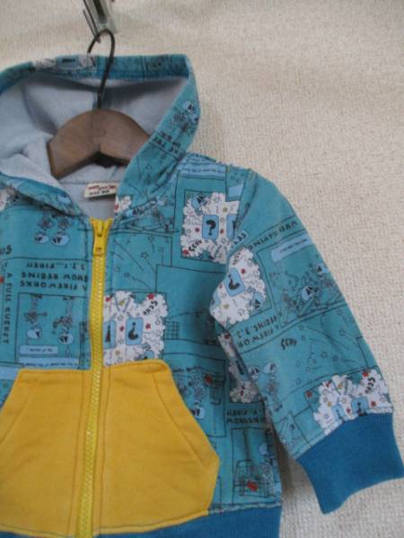 Bits（FOKIDS緑プリントジップアップパーカーサイズ80USED50516