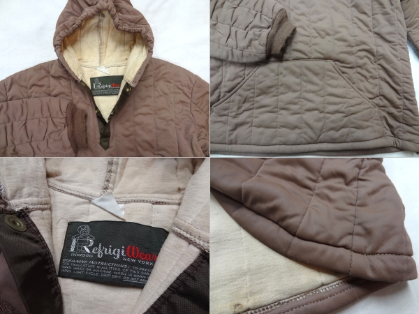 ビンテージ REFRIGIWEAR 希少 メイドインUSA ナイロン プルオーバー パーカー 茶 レア モデル 特殊ナイロン オールド タグ ブラウン 冷凍庫