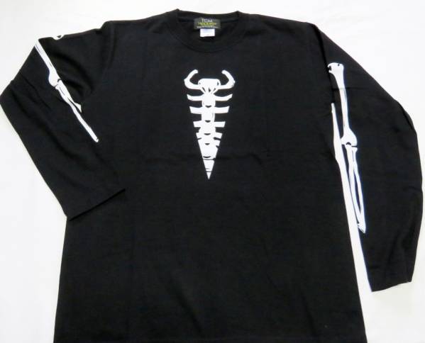 bo-n. Skull skeleton T-shirt TCM(.. less V)no2. long black L